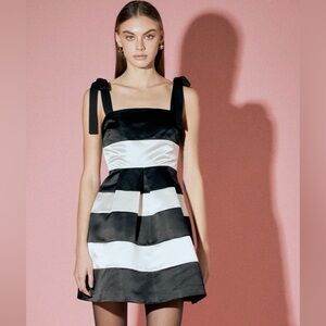 English Factory Black and White Sleeveless Mini Sundress